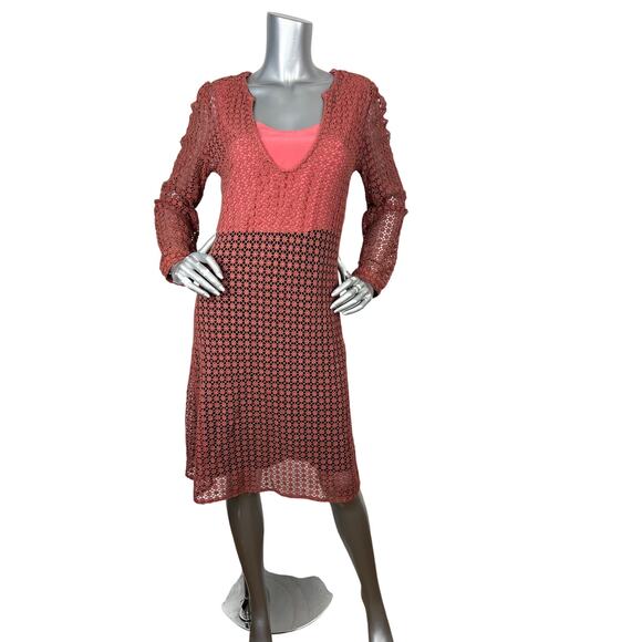 Dorothee Schumacher Rose Crochet Bodycon Knit Dress Layered Long Sleeve Sz S NWT - Picture 1 of 9